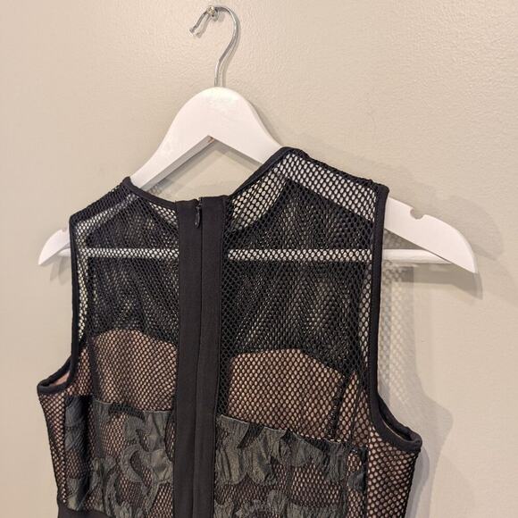 Frank Lyman Design Dress Black Bodycon Edgy Mob Wife LBD Sleek Luxe - Size 10 - Picture 4 of 7